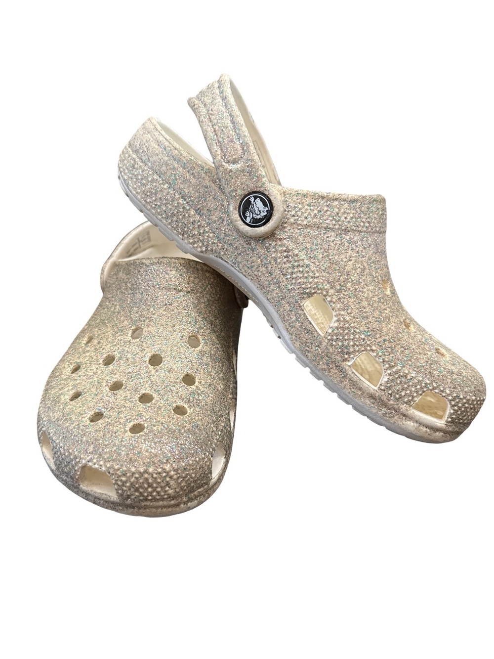 CROCS Kids Glitter Clog in Sparkling Beige